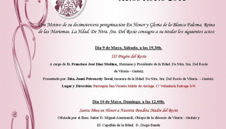 Hermandad de Vitoria – Gasteiz – Programa de Cultos Rocío 2015
