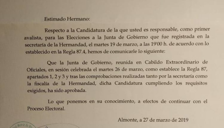 Candidatura de Martín Contreras a Presidente Matriz – Aprobada la Candidatura por la Matriz